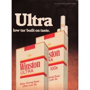 Vintage Winston Ultra Cigarette Ad Print Tobacco Advertising‎ 100s